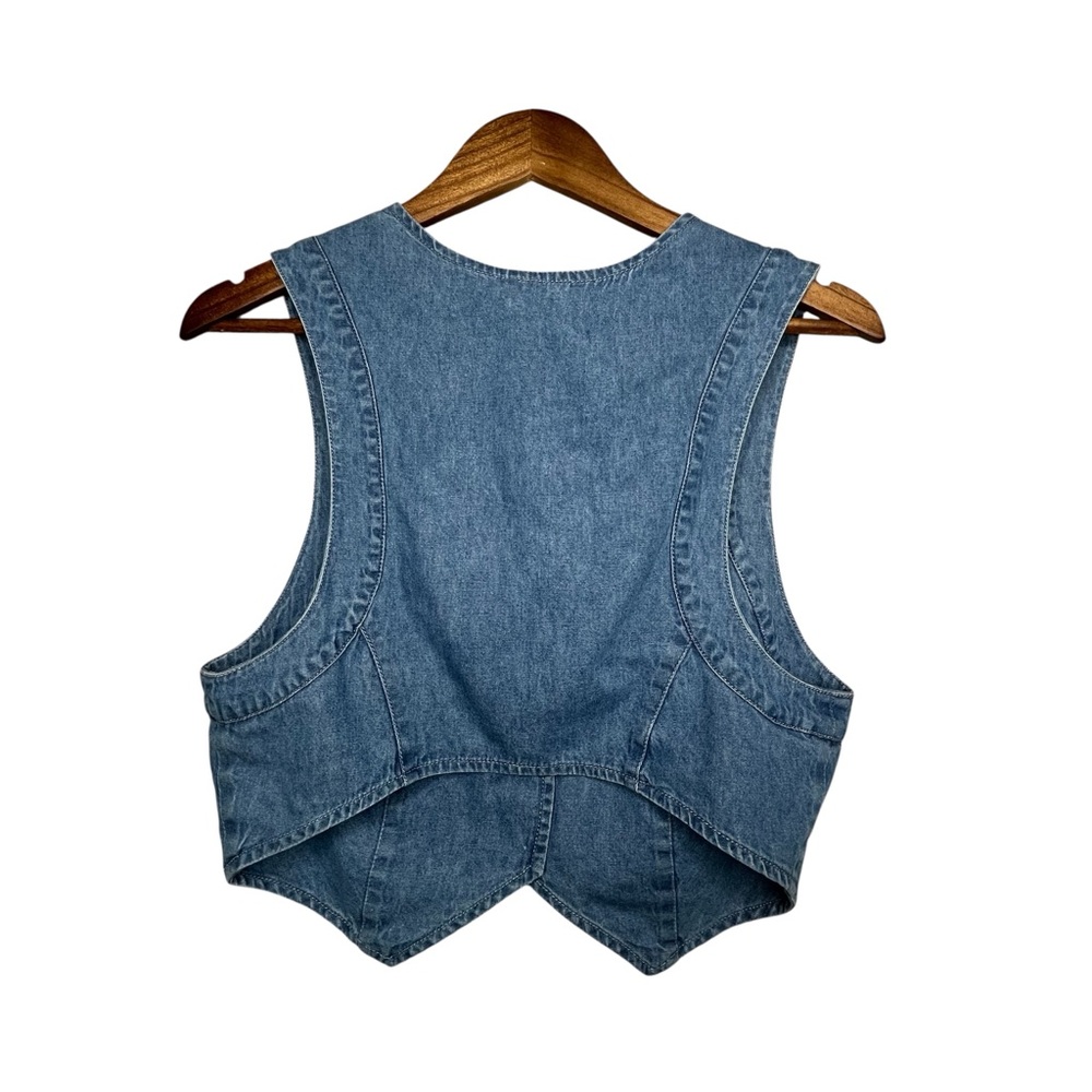 Spell Bombshell Chambray Denim Vest Button Front Western Boho Festival - Picture 8 of 9